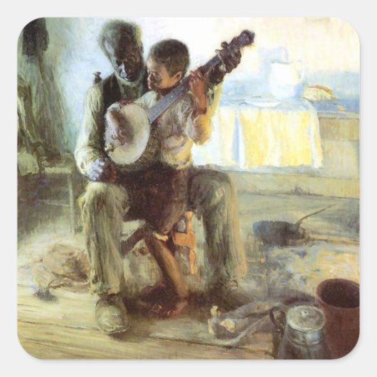Sticker Carré The Banjo Lesson By Henry Ossawa Tanner (Devant)