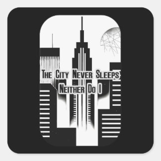 Sticker Carré The City Never Sleeps Hustle Skyline Design