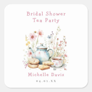 Sticker Carré Thé de mariage floral dans le style d'une garden-p