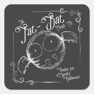 Sticker Carré The Fat Bat Candy Co vous souhaite un Halloween ef