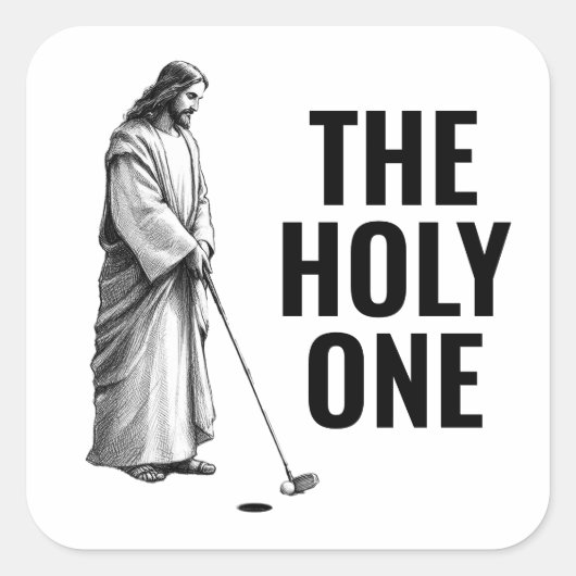 Sticker Carré The Holy One - Golfing Jesus (Devant)