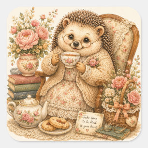 Sticker Carré Thé mignon du hérisson Grandmacore Fauteuil confor