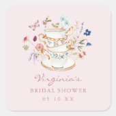 Sticker Carré Thé Party Rose (Devant)