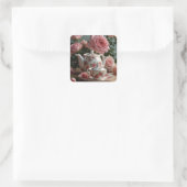 Sticker Carré Thé Rose de chou rose (Sac)