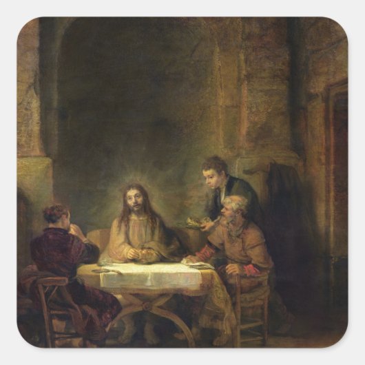 Sticker Carré The Supper at Emmaus, 1648 (oil on panel) (Devant)