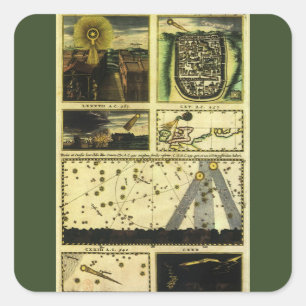 Sticker Carré Theatrum Cometicum Comètes par Stanislaw Lubieniec