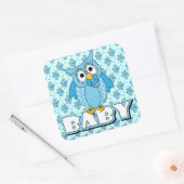 Sticker Carré Thème Baby shower Blue Polka Dot Owl (Enveloppe)