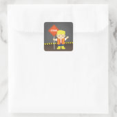 Sticker Carré Thème de construction Little Builder Boy (Sac)