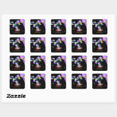 Sticker Carré Thème de fête d'anniversaire spatial | Décor de th (Feuille)