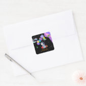 Sticker Carré Thème de fête d'anniversaire spatial | Décor de th (Enveloppe)