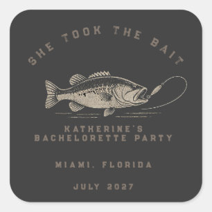 Sticker Carré Thème de fête de bachelorette de pêche personnalis