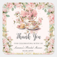 Thème de fête rétro rose floral pour un thé et un