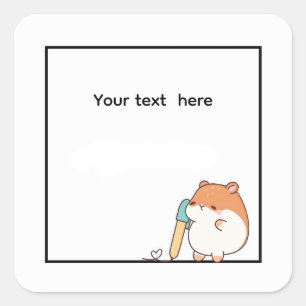 Sticker Carré Thème de hamster, adorable hamster