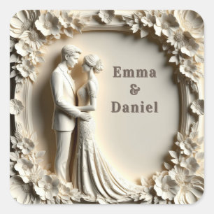 Sticker Carré 🤍 Thème de mariage de la mariée et du marié à fle