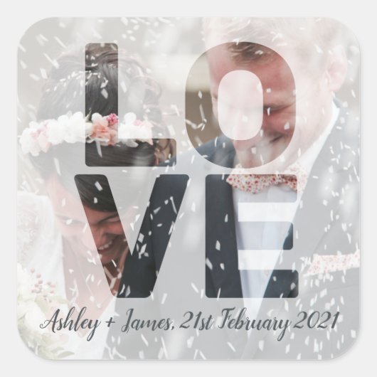 Sticker Carré Thème de mariage LOVE Superposition transparente P (Devant)