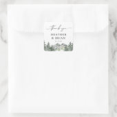 Sticker Carré Thème de montagne extérieur forêt d'hiver Merci (Sac)