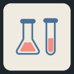 Sticker Carré Thème de science du tube de bécher et de test<br><div class="desc">Stickers avec un dessin mignon d'un tube d'essai et bécher. Parfait pour les types scientifiques.</div>