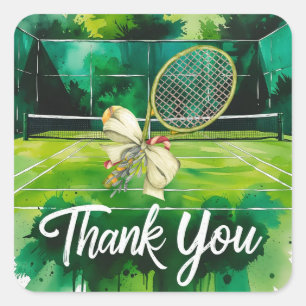 Sticker Carré Thème de tennis Merci pour le cadeau de Noël