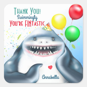 Sticker Carré Thème du requin Fintastic Anniversaire de enfant M