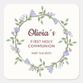 Sticker Carré Thème Floral Couronne & Botanique - Première Commu (Devant)