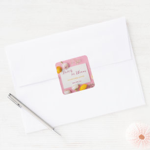Sticker Carré Thème floral rose pour l'enterrement de vie de jeu