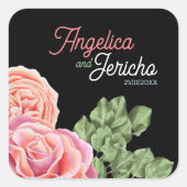 Sticker Carré Thème Mariage rose (Devant)