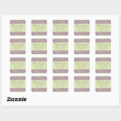 Sticker Carré thème mariage violet et chaux paisley (Feuille)