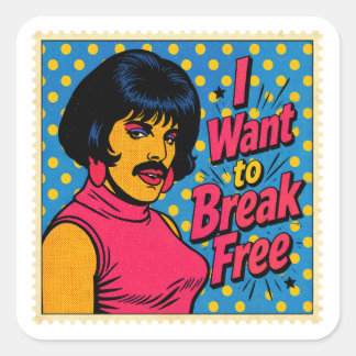 Sticker Carré Thème Pop Art Break Free