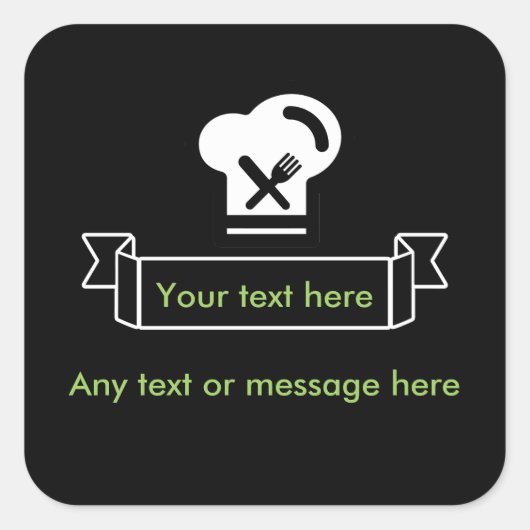 Sticker Carré Thème Restaurant Et Chef (Devant)