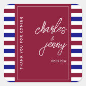 Sticker Carré Thème Royal Red et Blue Mariage (Devant)