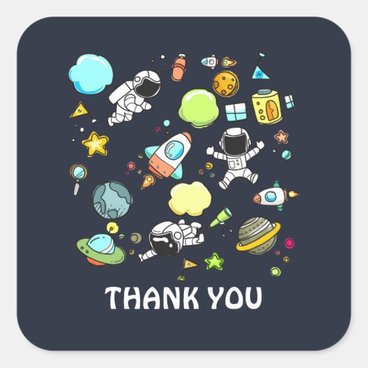 Sticker Carré Thème spatial cool - Astronauts & Rocket Ships (Devant)