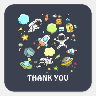 Sticker Carré Thème spatial cool - Astronauts & Rocket Ships