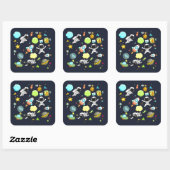 Sticker Carré Thème spatial cool - Astronauts & Rocket Ships (Feuille)