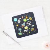 Sticker Carré Thème spatial cool - Astronauts & Rocket Ships (Enveloppe)