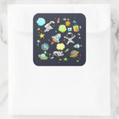 Sticker Carré Thème spatial cool - Astronauts & Rocket Ships (Sac)