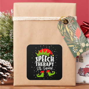 Sticker Carré Thérapie de la parole Elf Squad Thérapiste de Noël