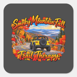 Sticker Carré Thérapie de randonnée d'automne de la montagne fum