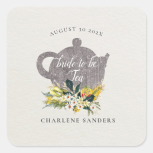 Sticker Carré Thés Floraux de Mariage Fleurs Estivales de Margue