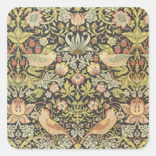 Sticker Carré Thiers de fraises William Morris Motif antique