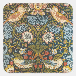 Sticker Carré Thiers de fraises William Morris Motif antique