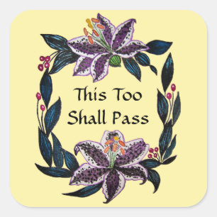 Sticker Carré "This Too Shop Pass" Aquarelle Lily Wreath