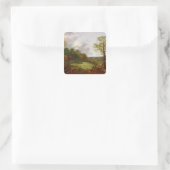 Sticker Carré Thomas Gainsborough | Paysage en bois avec un lit (Sac)