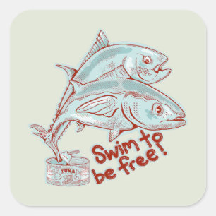 Sticker Carré Thon Poisson assaisonnant une boîte