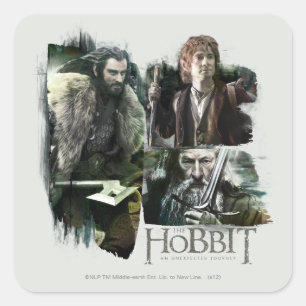 Sticker Carré THORIN OAKENSHIELD™, BILBO BAGGINS™, & Gandalf Art