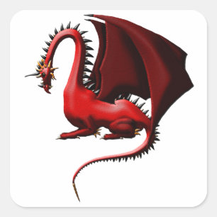 Sticker Carré Thorn, le Dragon Rouge