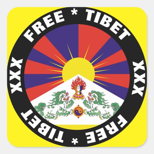Sticker Carré Tibet libre et drapeau (Devant)