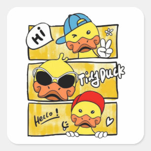 Sticker Carré Tidy Duck