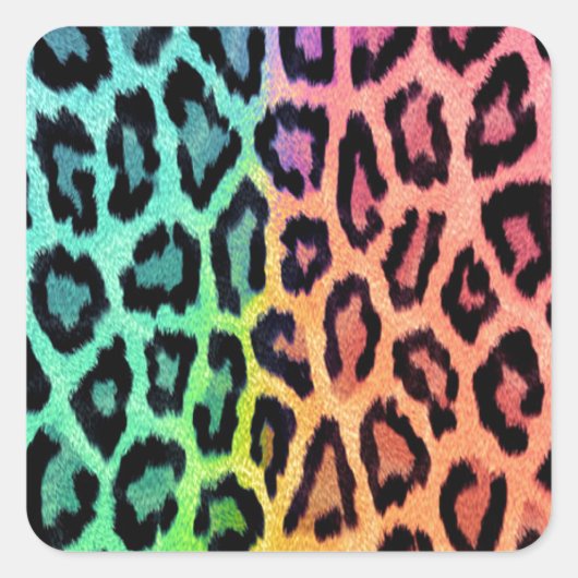 Sticker Carré Tie Dye Empreinte de léopard (Devant)
