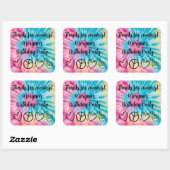 Sticker Carré Tie Dye Party favorise (Feuille)