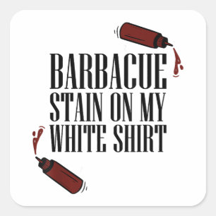 Sticker Carré Tige barbecue sur mon blanc